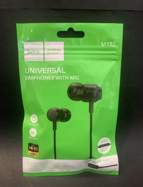 Hoco M122: Кабелни слушалки с USB-C и Микрофон