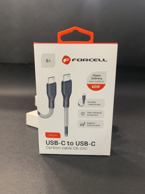 Forcell Carbon Cable USB-C към USB-C Кабел За Зареждане